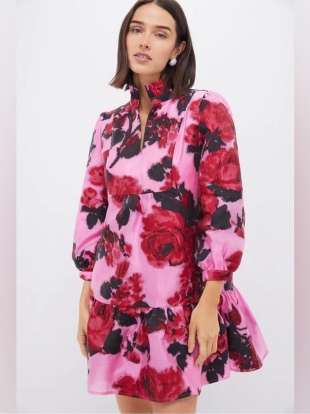 Tuckernuck Palmerston Red Rose Back Pink Jaquard Dress